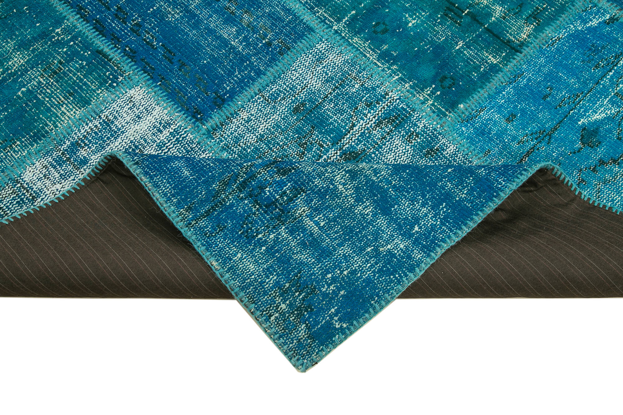 Handmade Area Rug - Turquoise Patchwork Cotton Wool Vintage Carpet 5'9''x8'0''