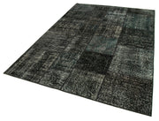 Handmade Patchwork Rug - Black Patchwork Carpet 5x8 Area Rug Cotton Wool