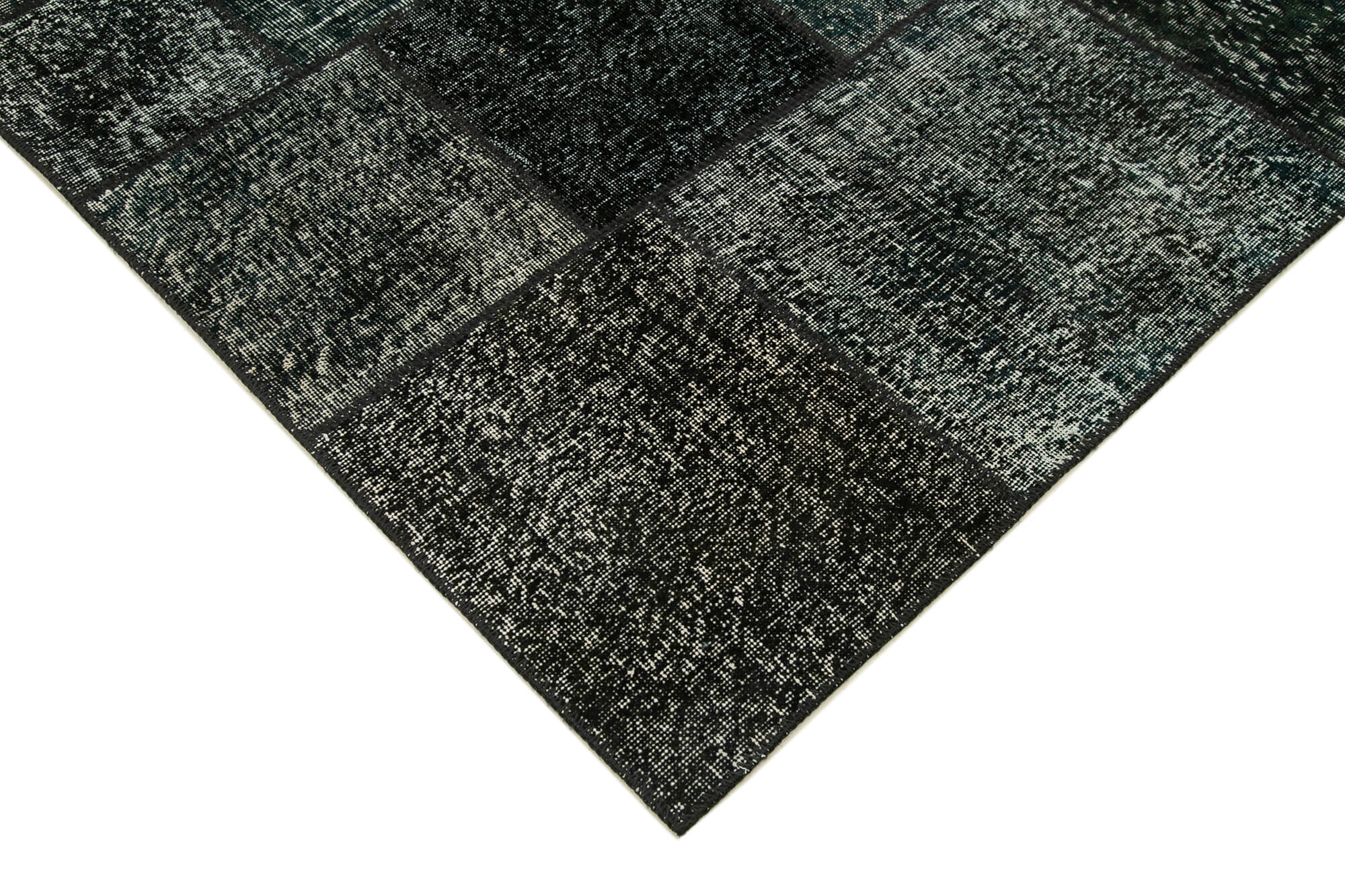 Handmade Patchwork Rug - Black Patchwork Carpet 5x8 Area Rug Cotton Wool