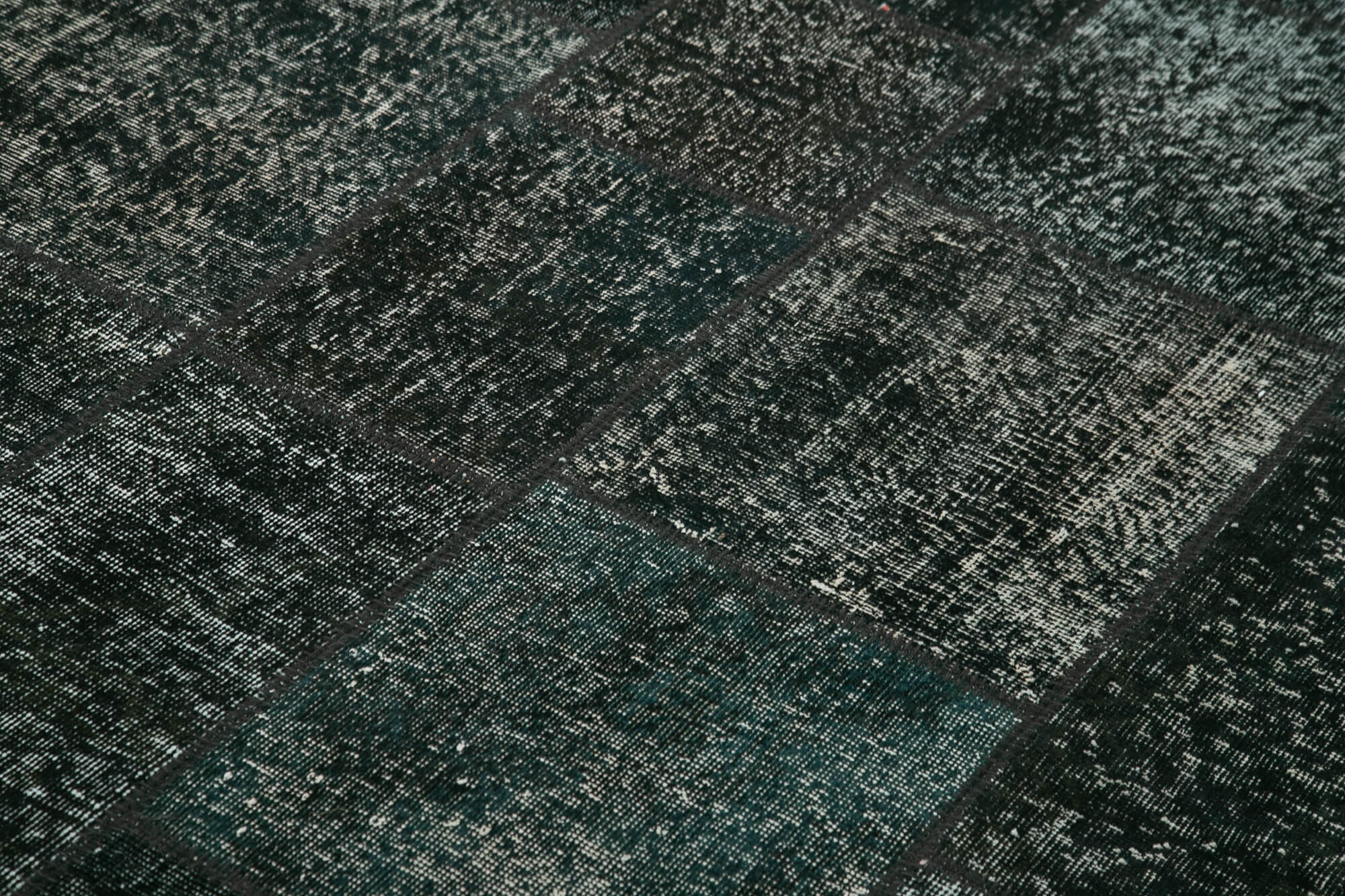 Handmade Patchwork Rug - Black Patchwork Carpet 5x8 Area Rug Cotton Wool
