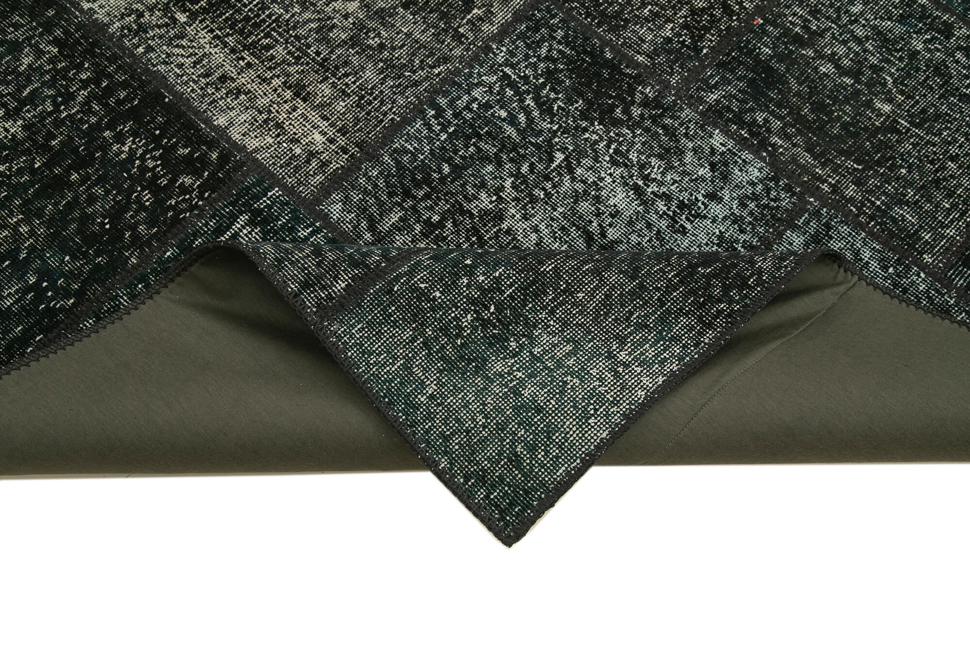 Handmade Patchwork Rug - Black Patchwork Carpet 5x8 Area Rug Cotton Wool