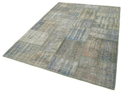 Handmade Patchwork Rug - Grey Cotton Wool Vintage Area Carpet 5'8''x8'1'' by Agacan