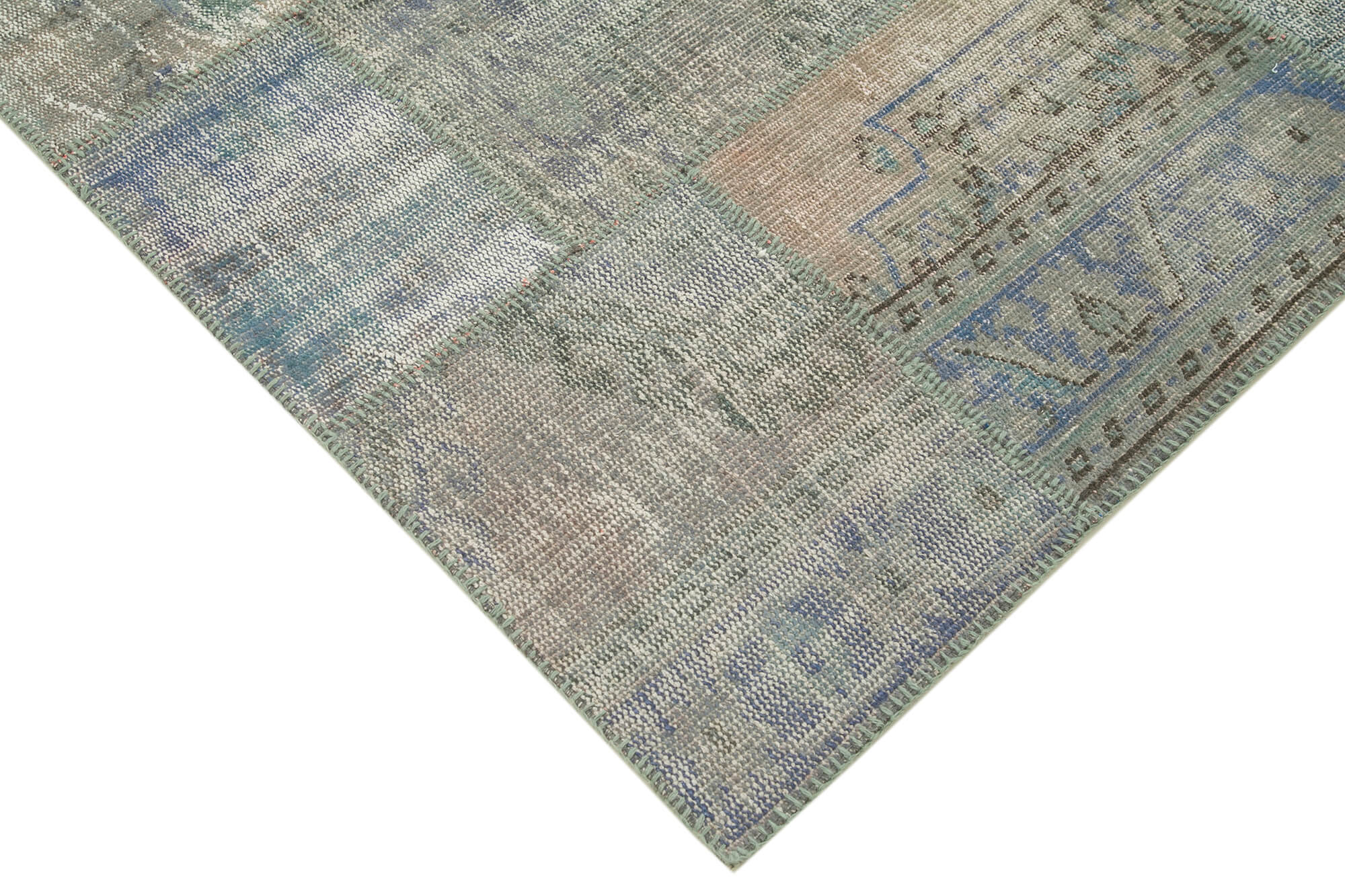 Handmade Patchwork Rug - Grey Cotton Wool Vintage Area Carpet 5'8''x8'1'' by Agacan