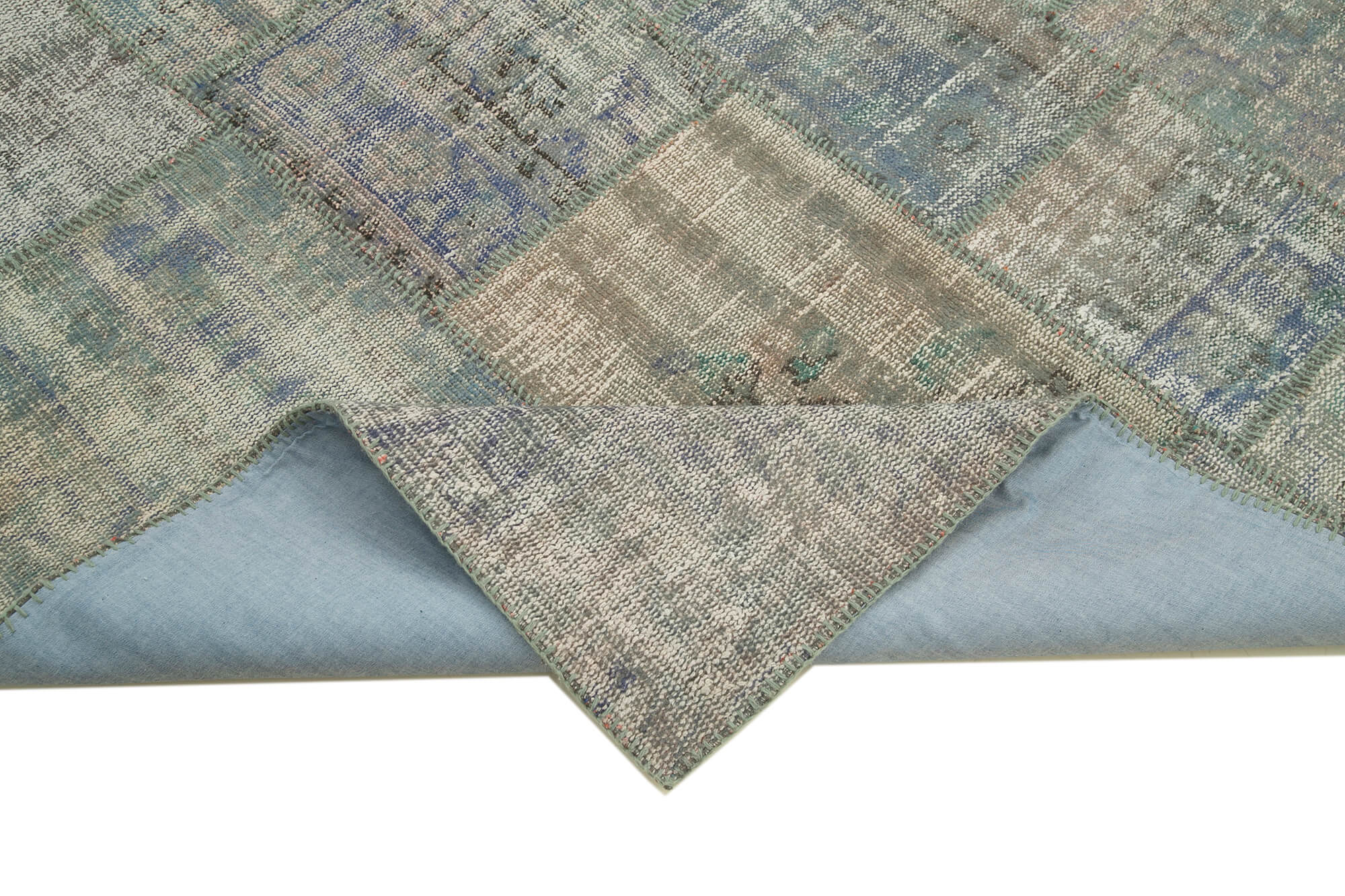 Handmade Patchwork Rug - Grey Cotton Wool Vintage Area Carpet 5'8''x8'1'' by Agacan