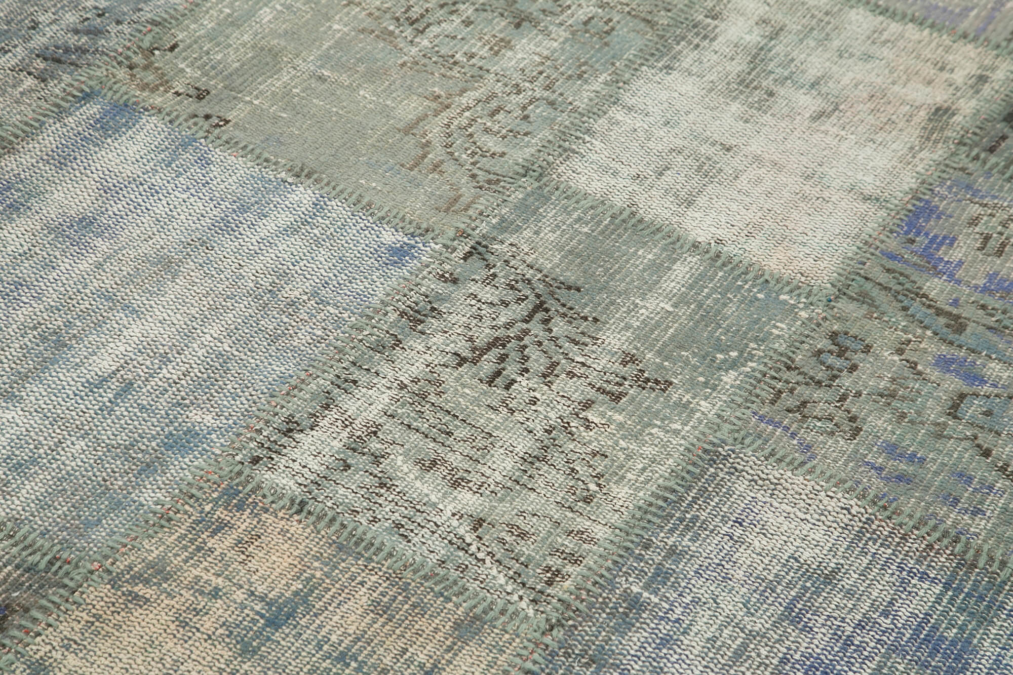 Handmade Patchwork Rug - Kirk Yama Grey Cotton Wool Vintage Area Carpet 5'9''x8'0''