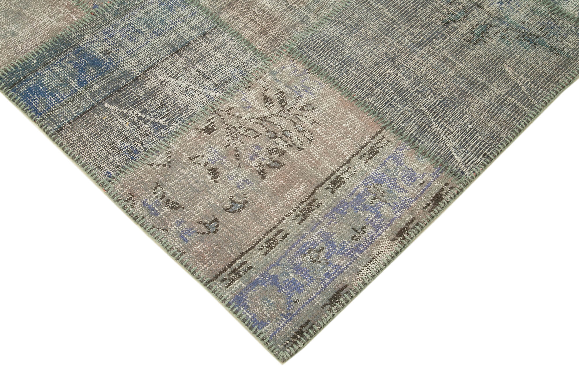Handmade Patchwork Rug - Vintage Area Rug 5'9''x8'1'' Grey Cotton Wool Carpet