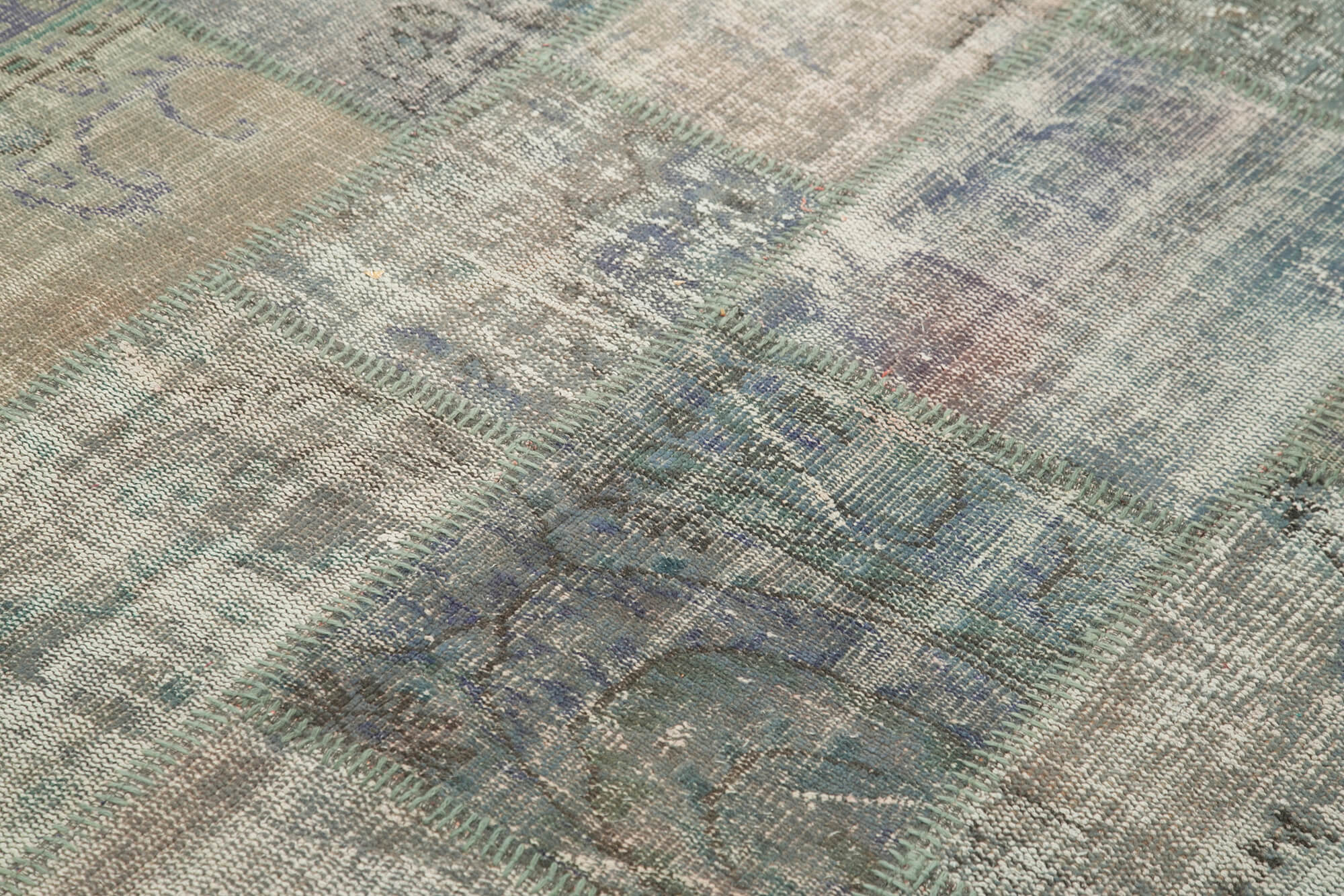 Handmade Patchwork Rug - Vintage Area Rug 5'9''x8'1'' Grey Cotton Wool Carpet