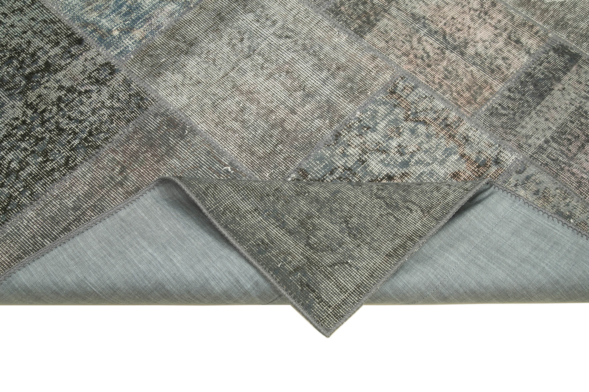 Handmade Patchwork Rug - Kirk Yama Grey Cotton Wool Area Rug 5'7'' x 7'11''