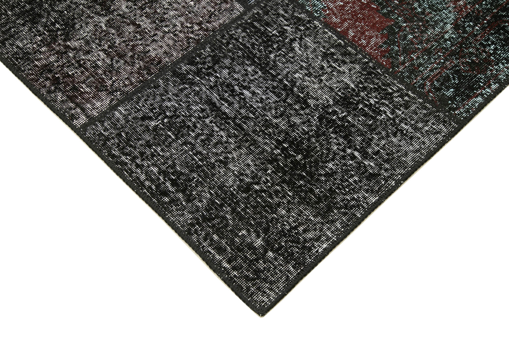 Handmade Patchwork Rug – Black Cotton Wool Vintage Area Rug 5'8''x8'0''
