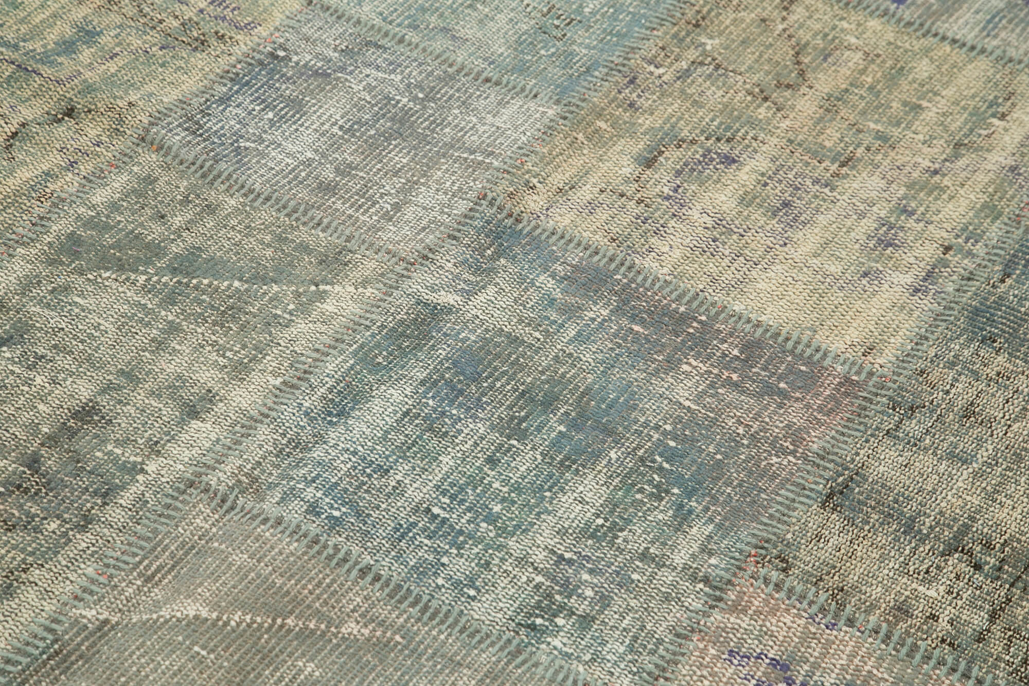 Handmade Patchwork Rug - Kirk Yama Grey Cotton Wool Vintage Area Carpet 5'9''x7'11''