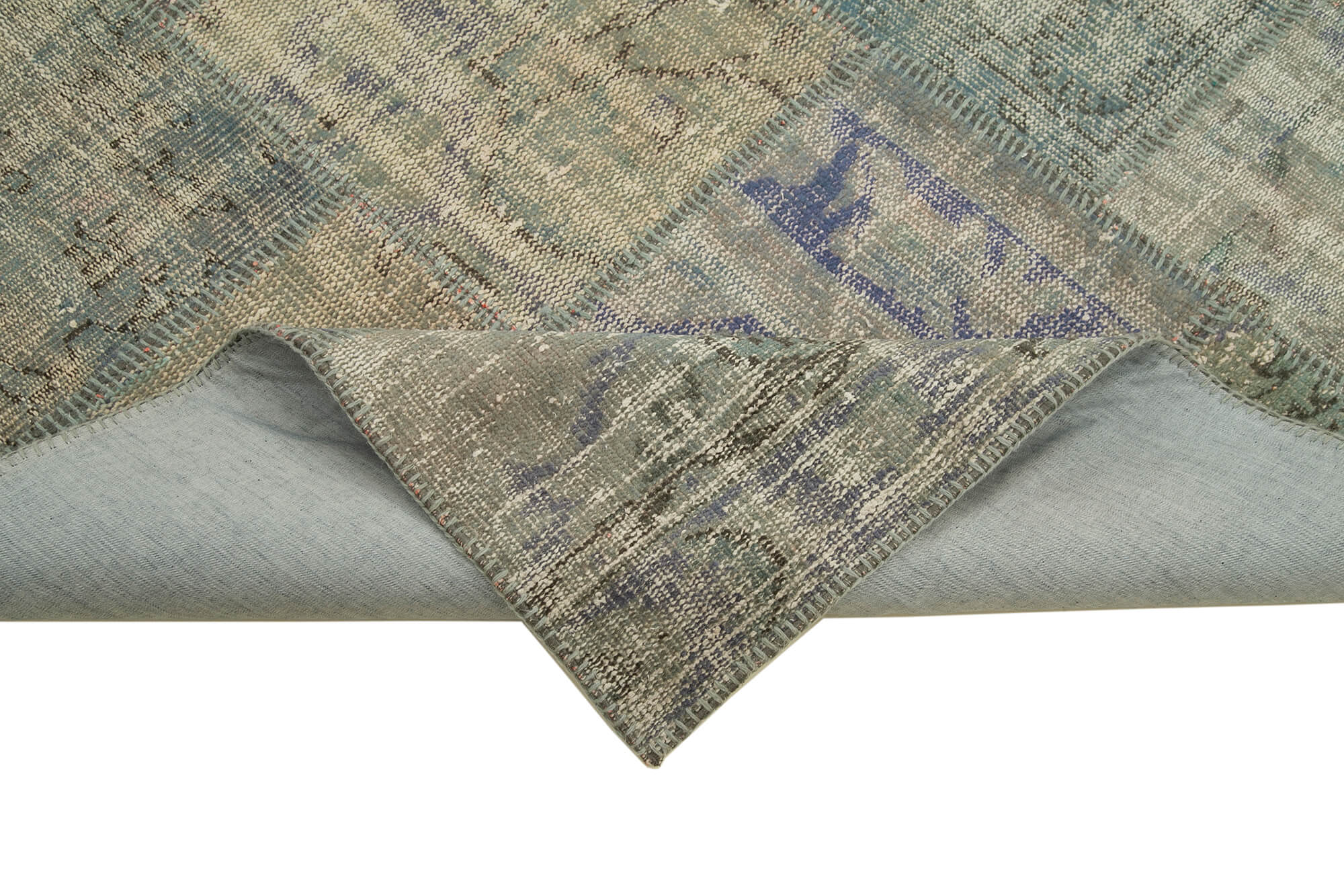 Handmade Patchwork Rug - Kirk Yama Grey Cotton Wool Vintage Area Carpet 5'9''x7'11''