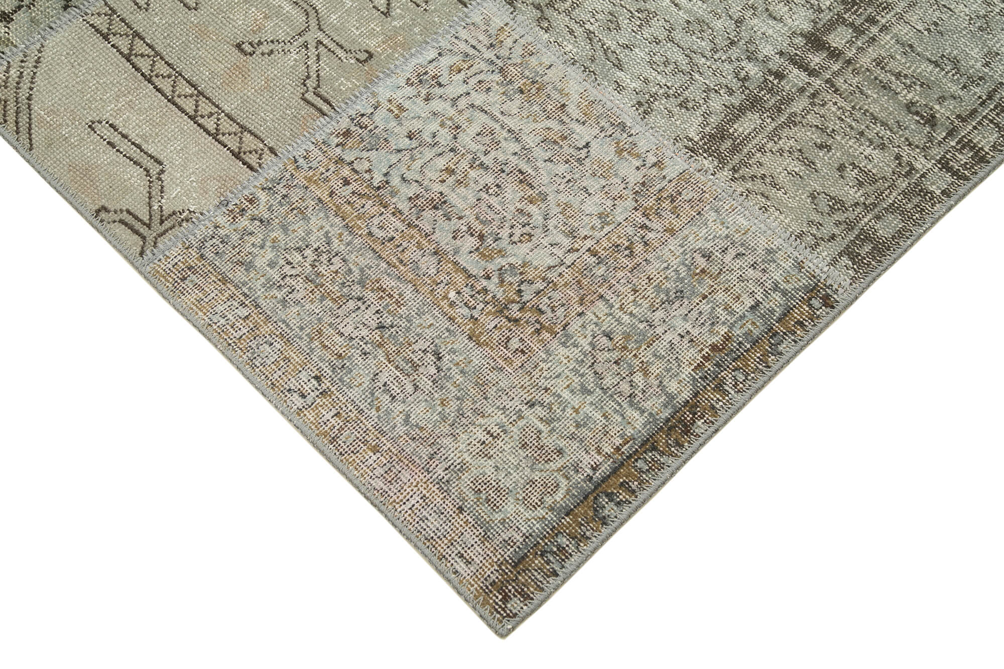 Handmade Patchwork Rug - Kirk Yama Grey Cotton Wool Area Rug 5'7''x7'10''