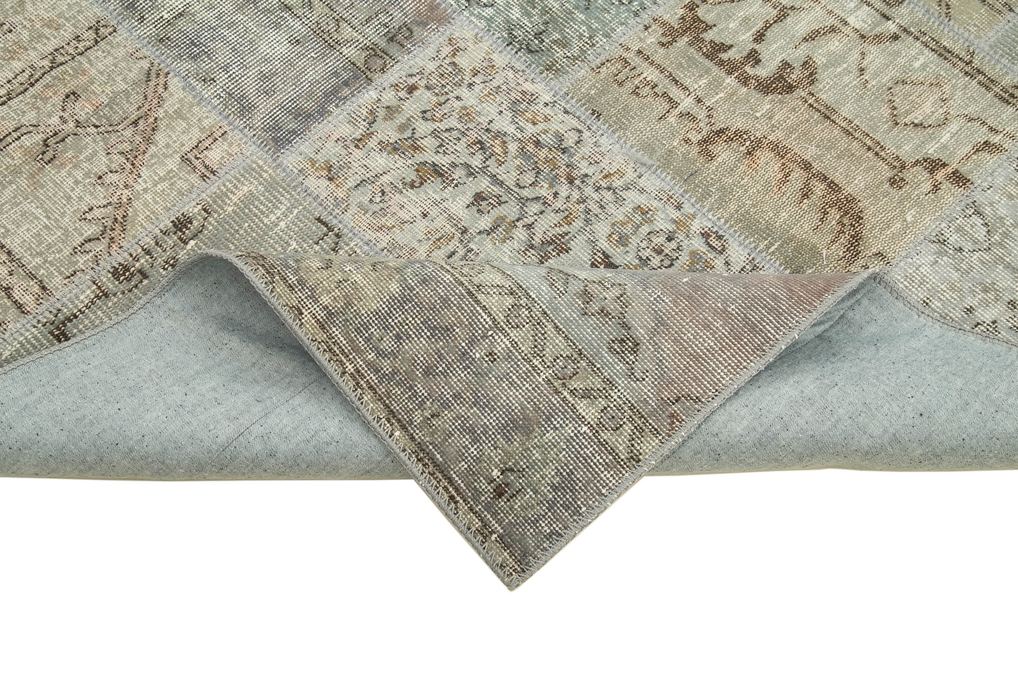 Handmade Patchwork Rug - Kirk Yama Grey Cotton Wool Area Rug 5'7''x7'10''