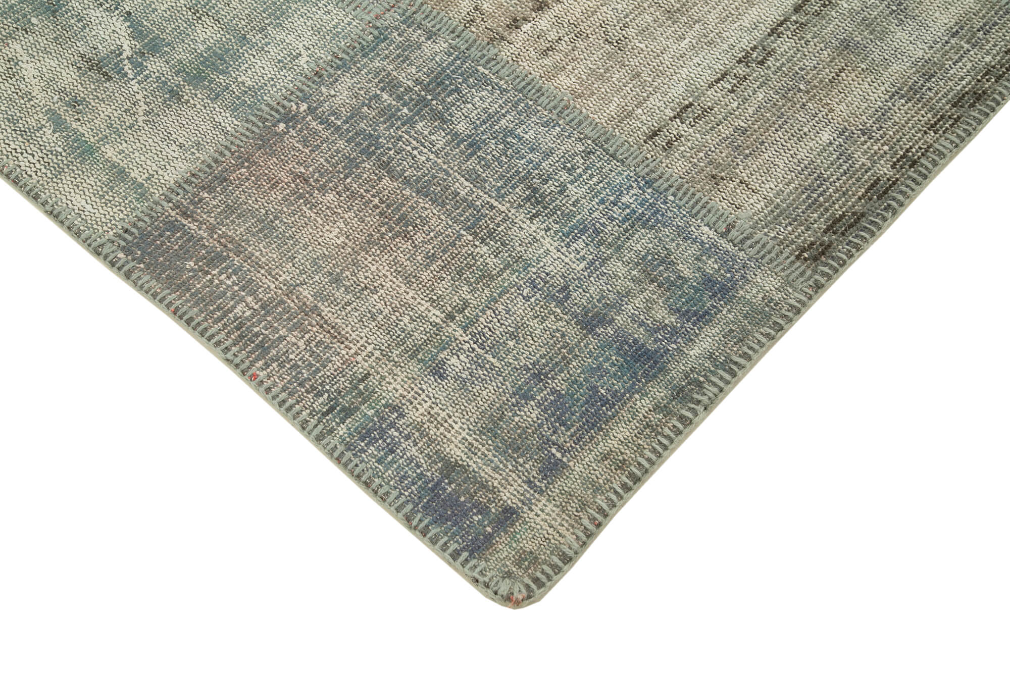 Handmade Wool Area Rug - Grey Patchwork Cotton Wool Rug | Durable Soft Texture 5'10''x8'0''