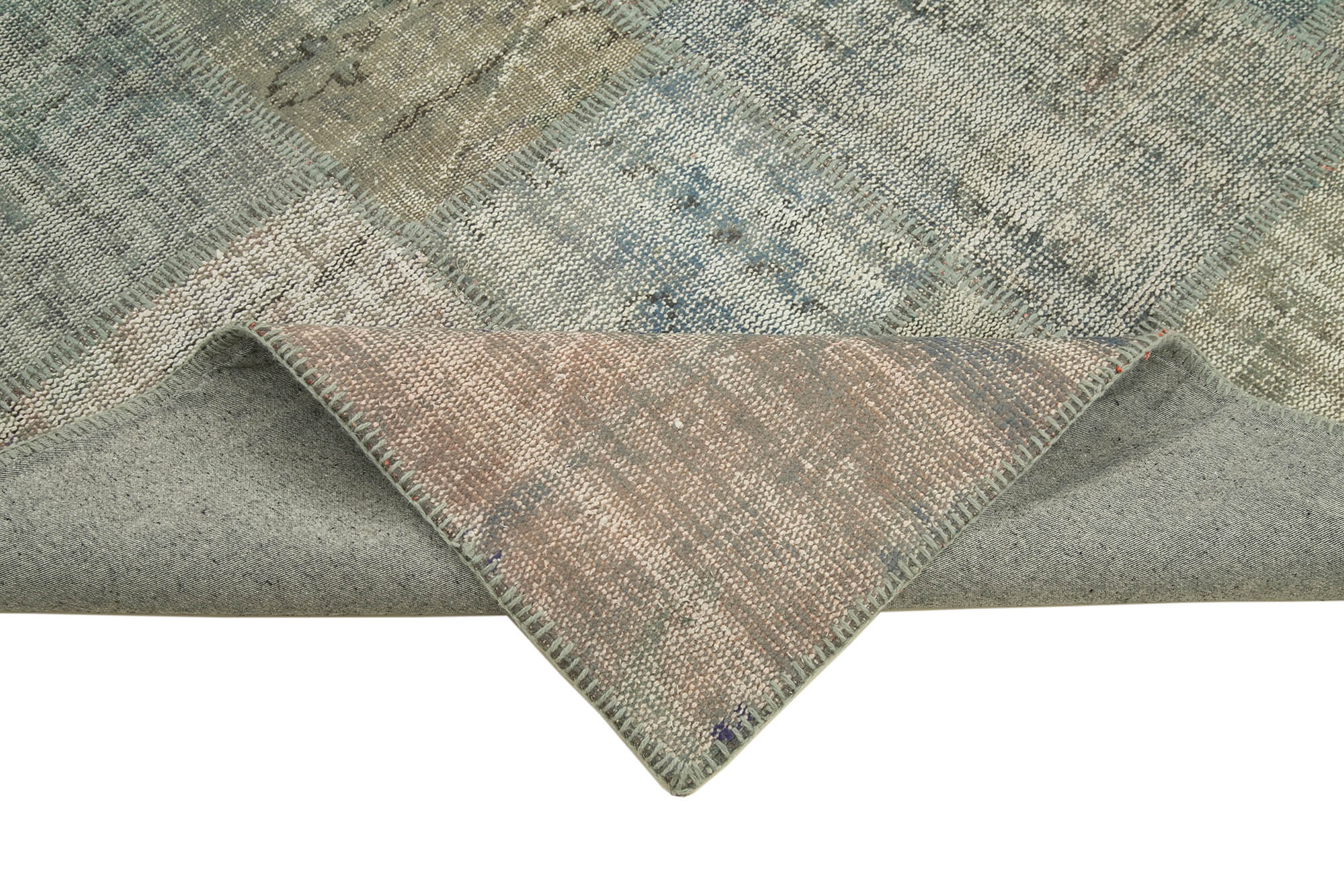 Handmade Wool Area Rug - Grey Patchwork Cotton Wool Rug | Durable Soft Texture 5'10''x8'0''