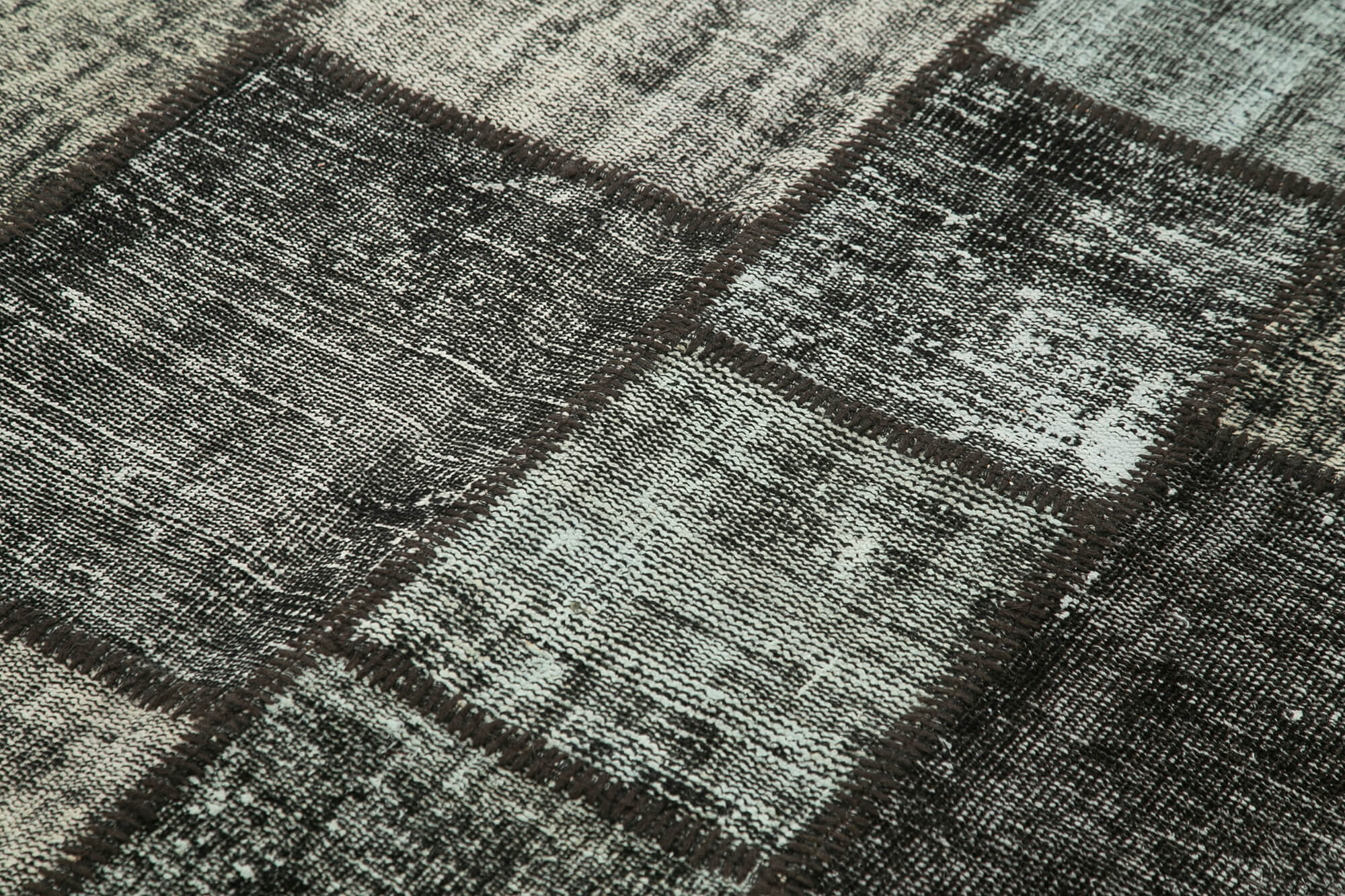 Handmade Patchwork Rug - Black Patchwork Carpet Cotton Wool Area Rug 5'9''x7'11''