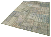 Handmade Area Rug - Kirk Yama Grey Patchwork Cotton Wool Carpet 5'9" x 7'11"