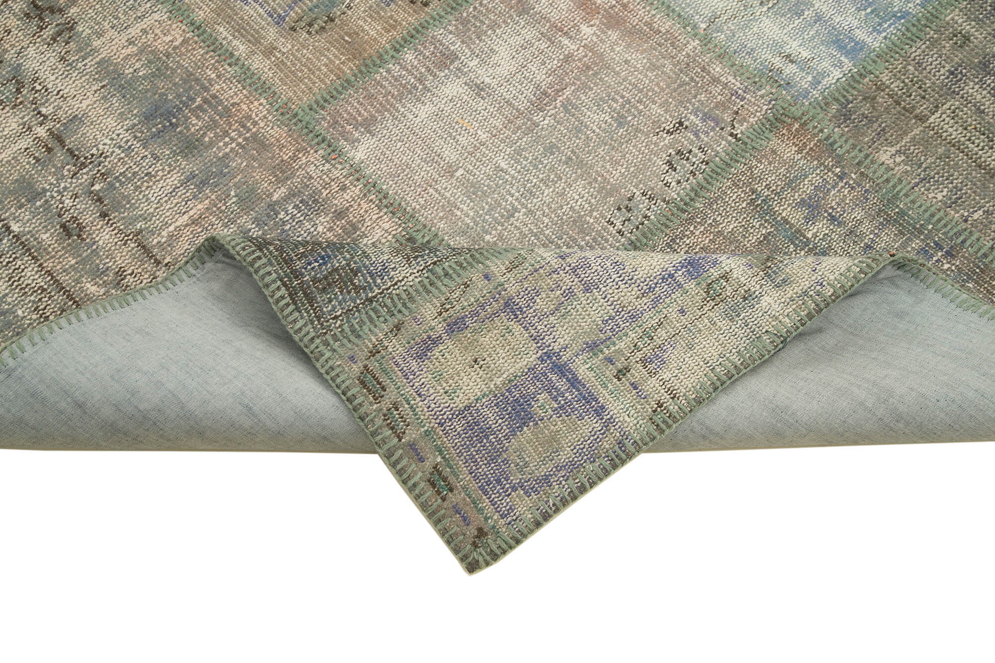 Handmade Area Rug - Kirk Yama Grey Patchwork Cotton Wool Carpet 5'9" x 7'11"