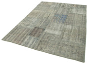 Handmade Patchwork Rug - Grey Patchwork Carpet 5x8 Feet Cotton Wool Rug