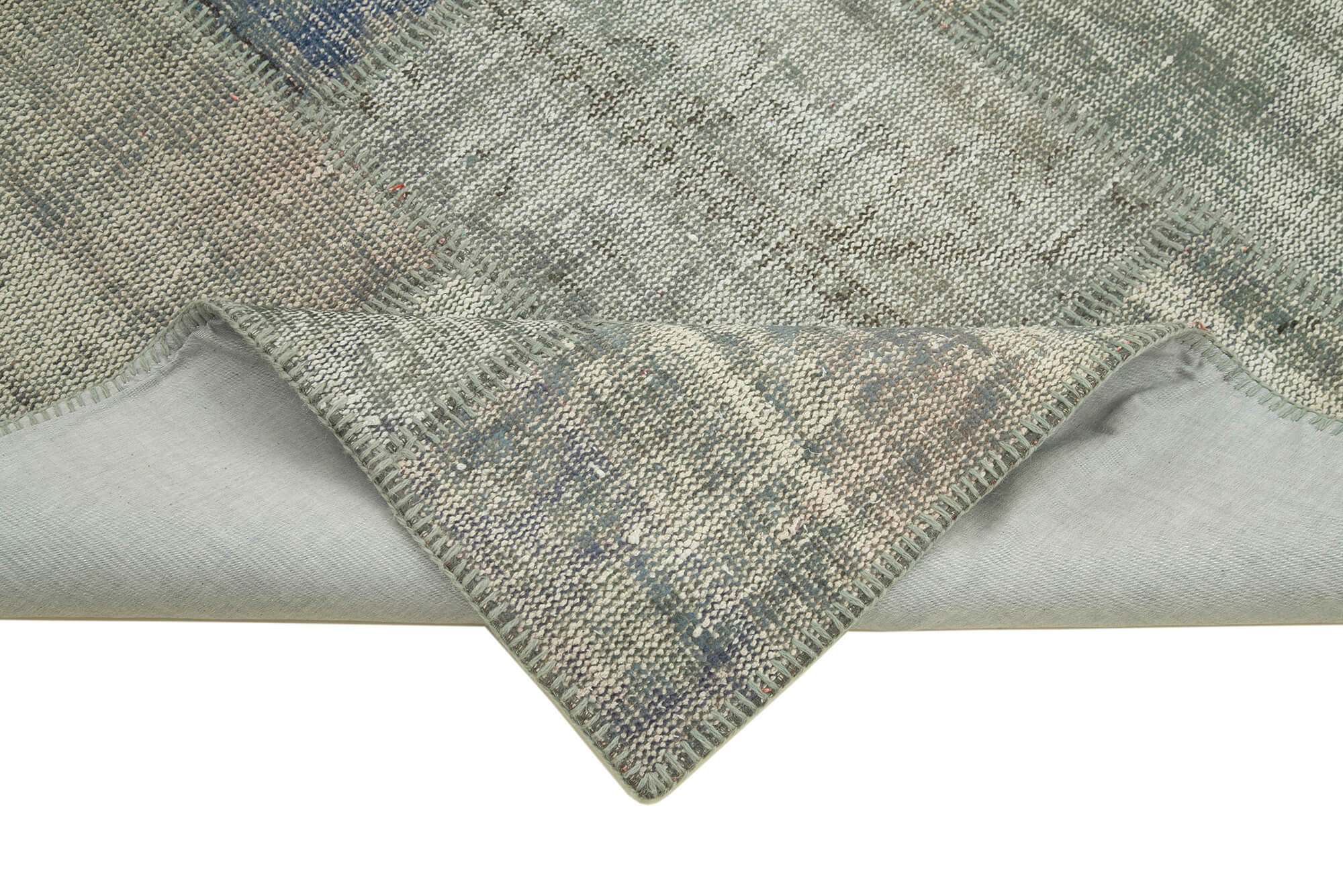 Handmade Patchwork Rug - Grey Patchwork Carpet 5x8 Feet Cotton Wool Rug