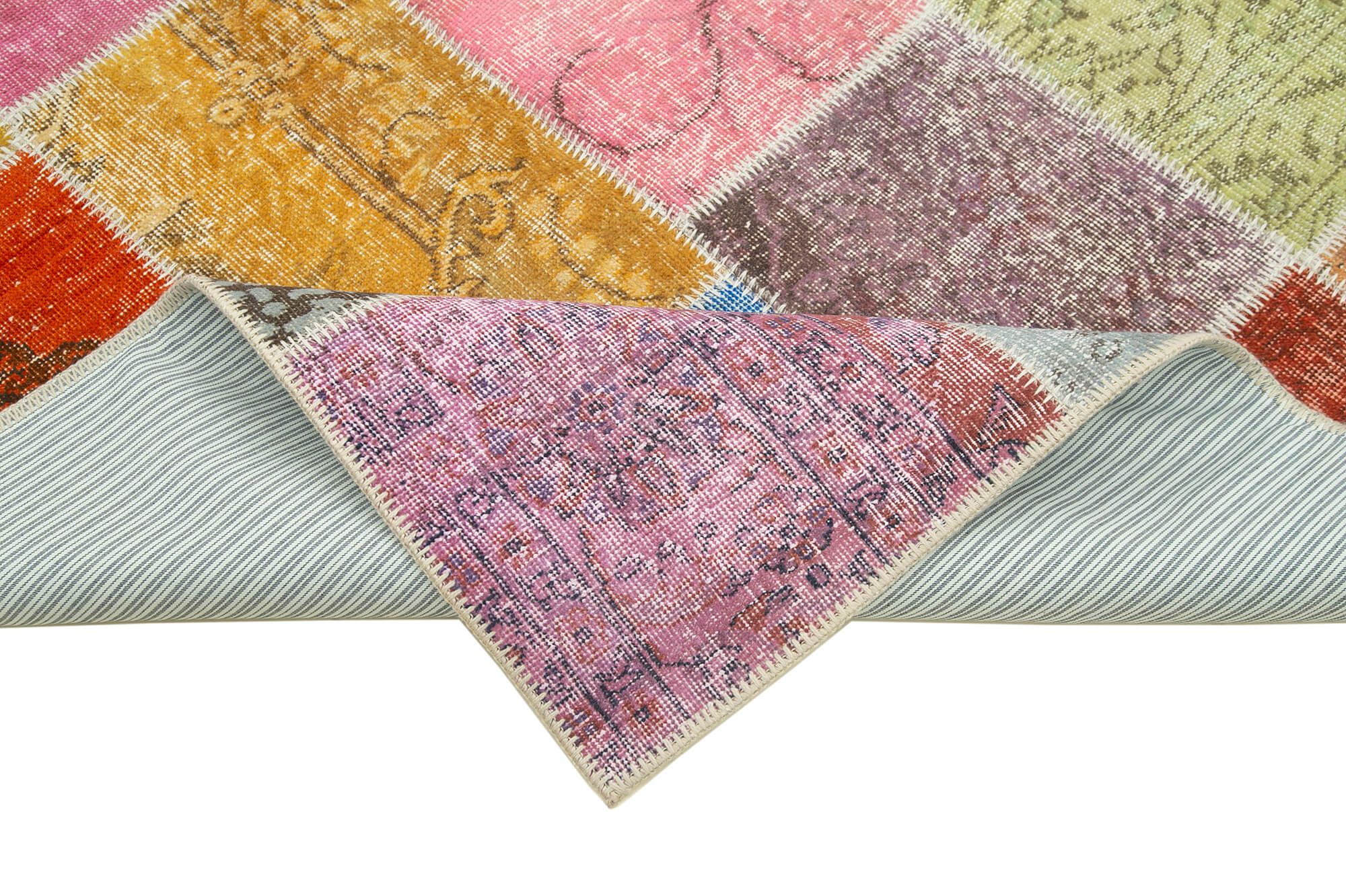 Handmade Area Rug – Blue Patchwork Rug Cotton Wool Carpet 4'8''x6'9'' by Agacan