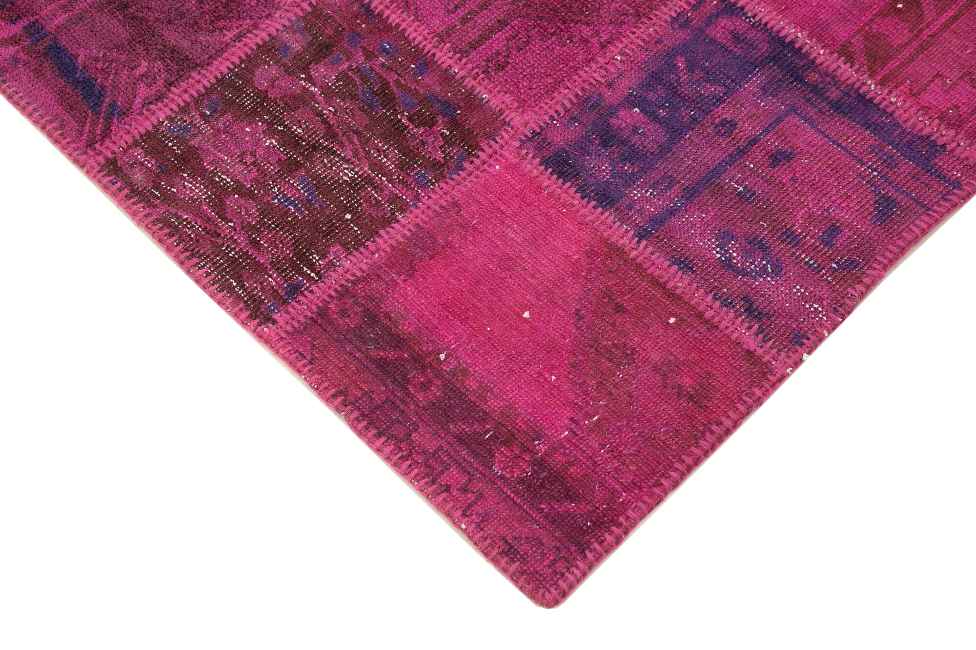 Handmade Patchwork Rug - Kirk Yama Pink Cotton Wool Area Rug 4'7''x6'9''