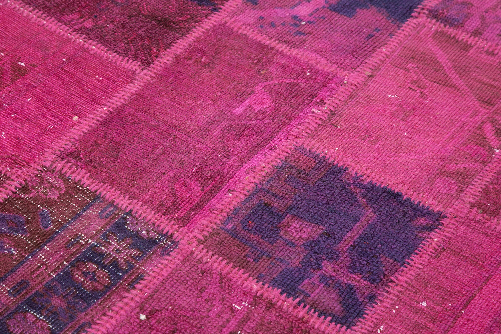 Handmade Patchwork Rug - Kirk Yama Pink Cotton Wool Area Rug 4'7''x6'9''