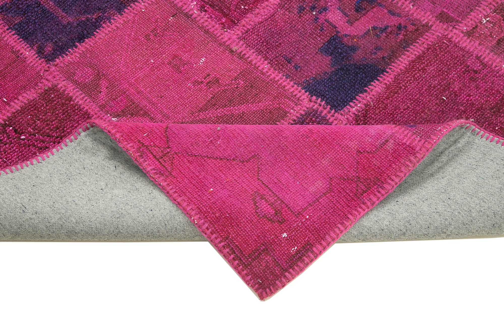 Handmade Patchwork Rug - Kirk Yama Pink Cotton Wool Area Rug 4'7''x6'9''