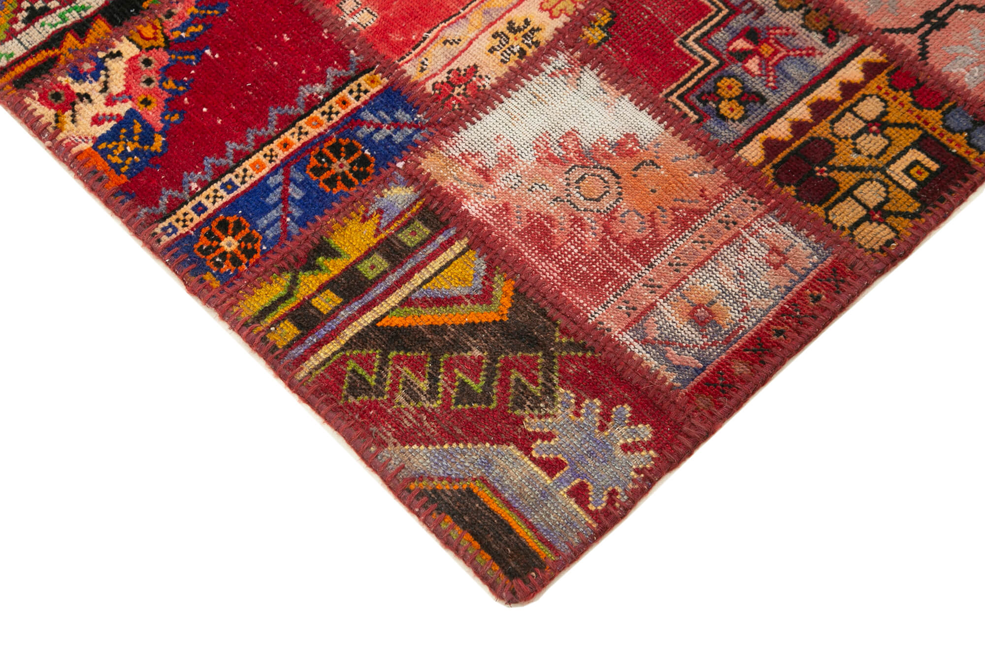 Handmade Patchwork Rug – Red Patchwork Carpet 4x6 Feet Cotton Wool Rug