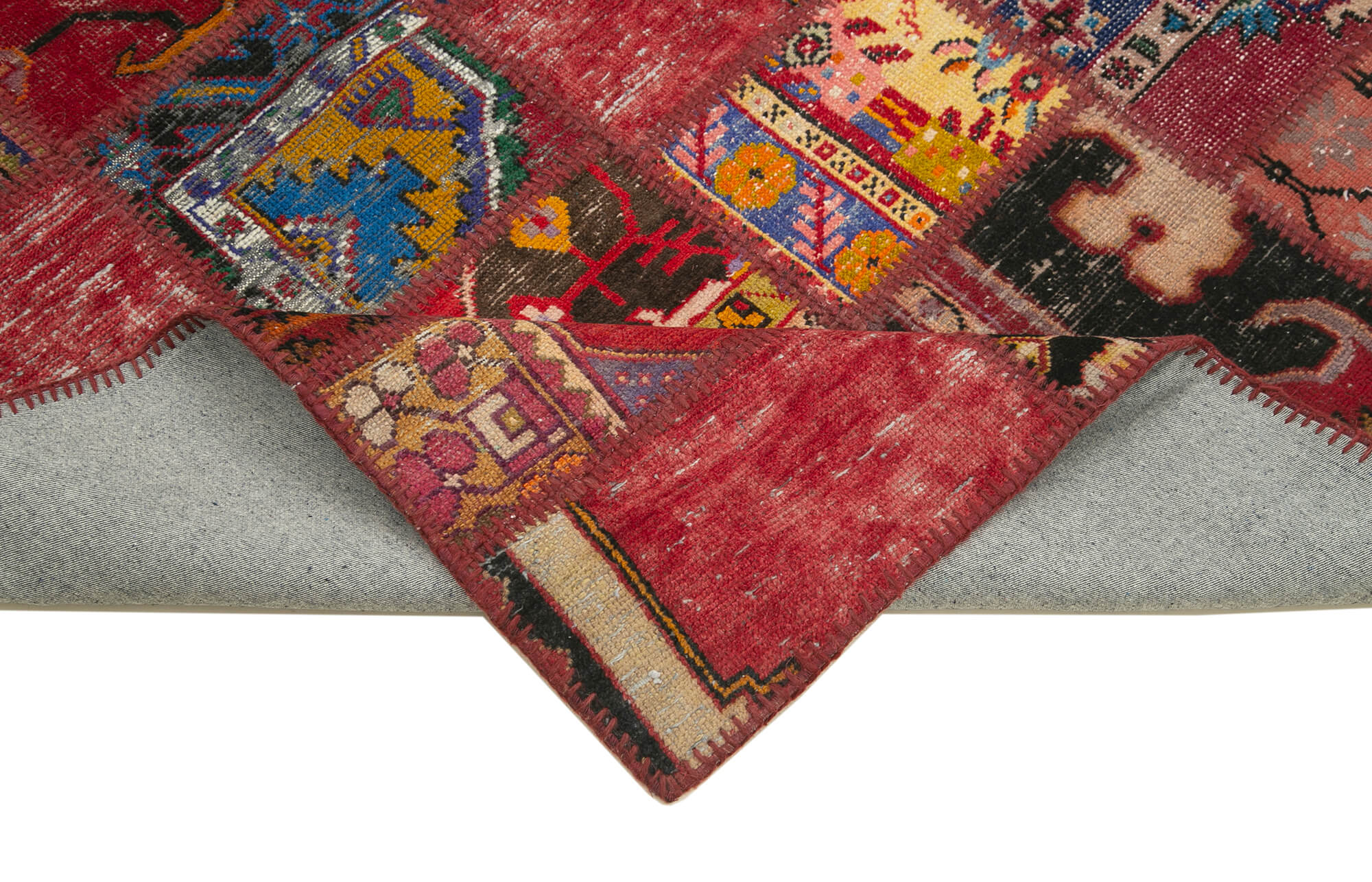 Handmade Patchwork Rug – Red Patchwork Carpet 4x6 Feet Cotton Wool Rug