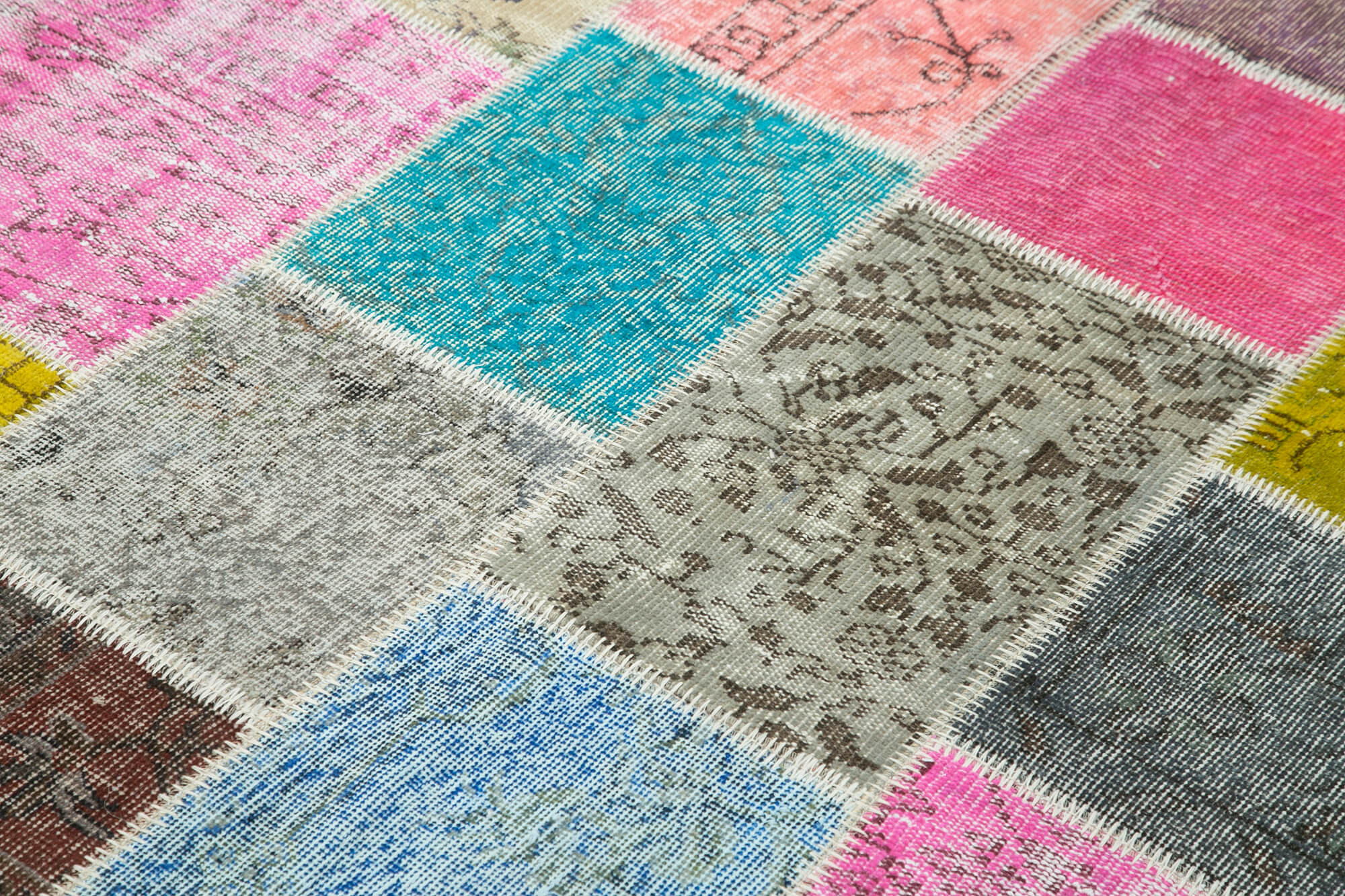 Handmade Area Rug – Blue Patchwork Carpet | Cotton Wool Durable Soft Floor Rug 4'9"x6'9"