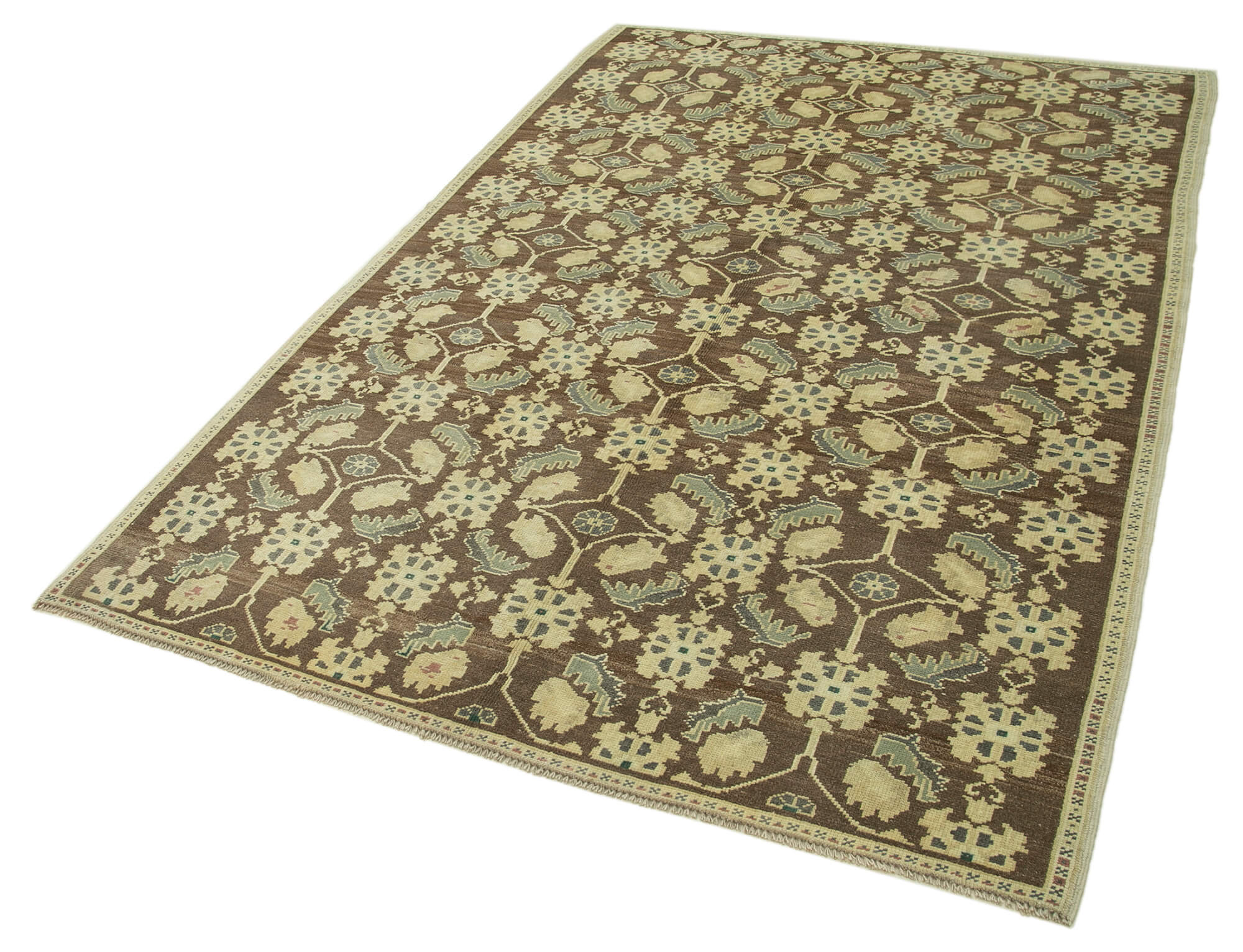 Handmade Wool Area Rug – Classic Beige Carpet | Vintage Turkish Wool Rug 5x8