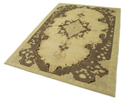 Handmade Wool Area Rug - Classic Beige Vintage Turkish Carpet 5x8 Area Carpet