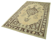 Handmade Wool Area Rug – Classic Beige 5'1''x8'9'' Turkish Wool Carpet