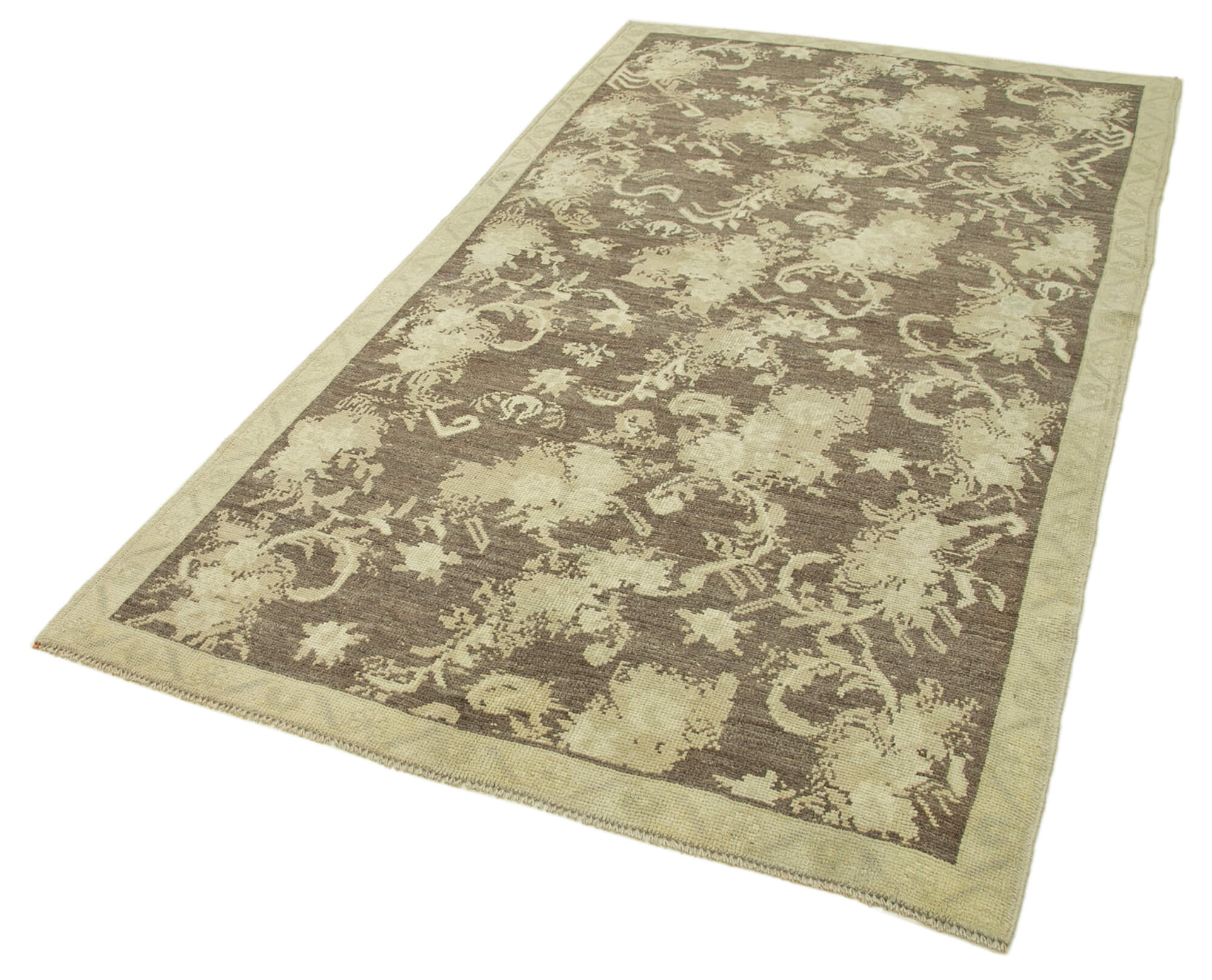 Handmade Wool Area Rug - Taspinar Classic Beige 4'4''x8'0'' Durable Cotton Backing