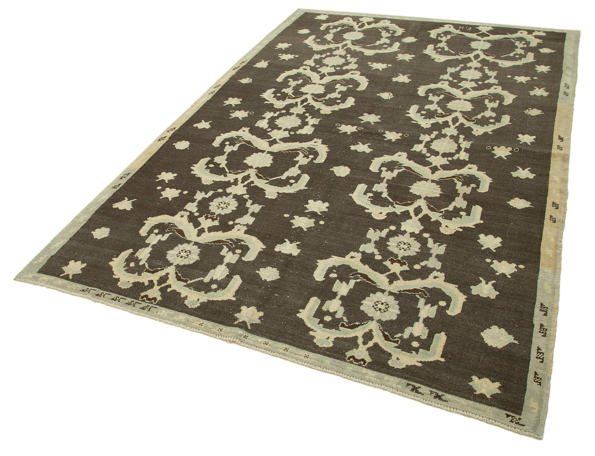 Handmade Wool Area Rug - Taspinar Brown Classic Vintage Wool Rug 5'6''x8'9''