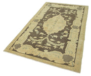 Handmade Wool Area Rug - Vintage Turkish Carpet Beige 4'4" x 7'8"