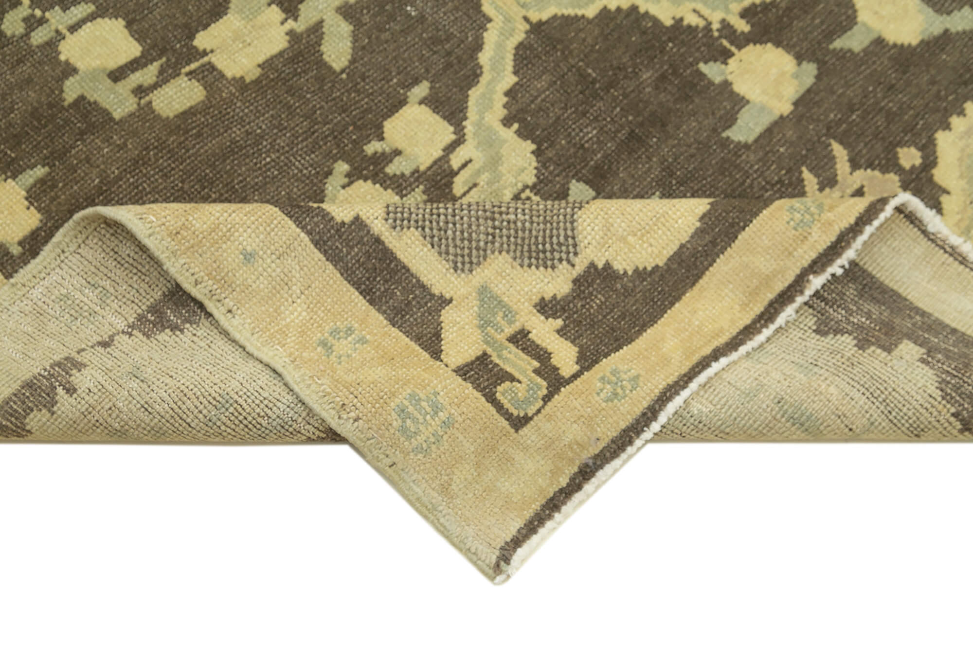 Handmade Wool Area Rug - Vintage Turkish Carpet Beige 4'4" x 7'8"