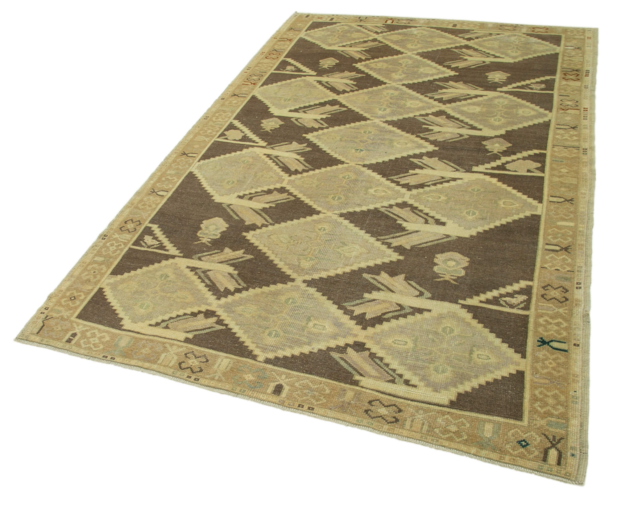 Handmade Wool Area Rug - Taspinar Classic Wool Rug 5'3''x8'4'' Beige Vintage Turkish Carpet