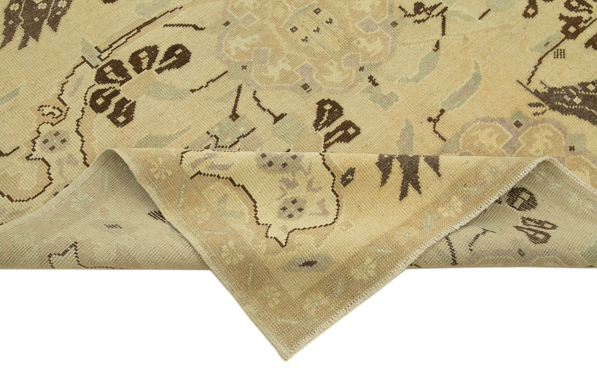 Handmade Wool Area Rug - Taspinar Classic Beige Carpet 5'1'' x 9'3'' | Vintage Turkish Wool