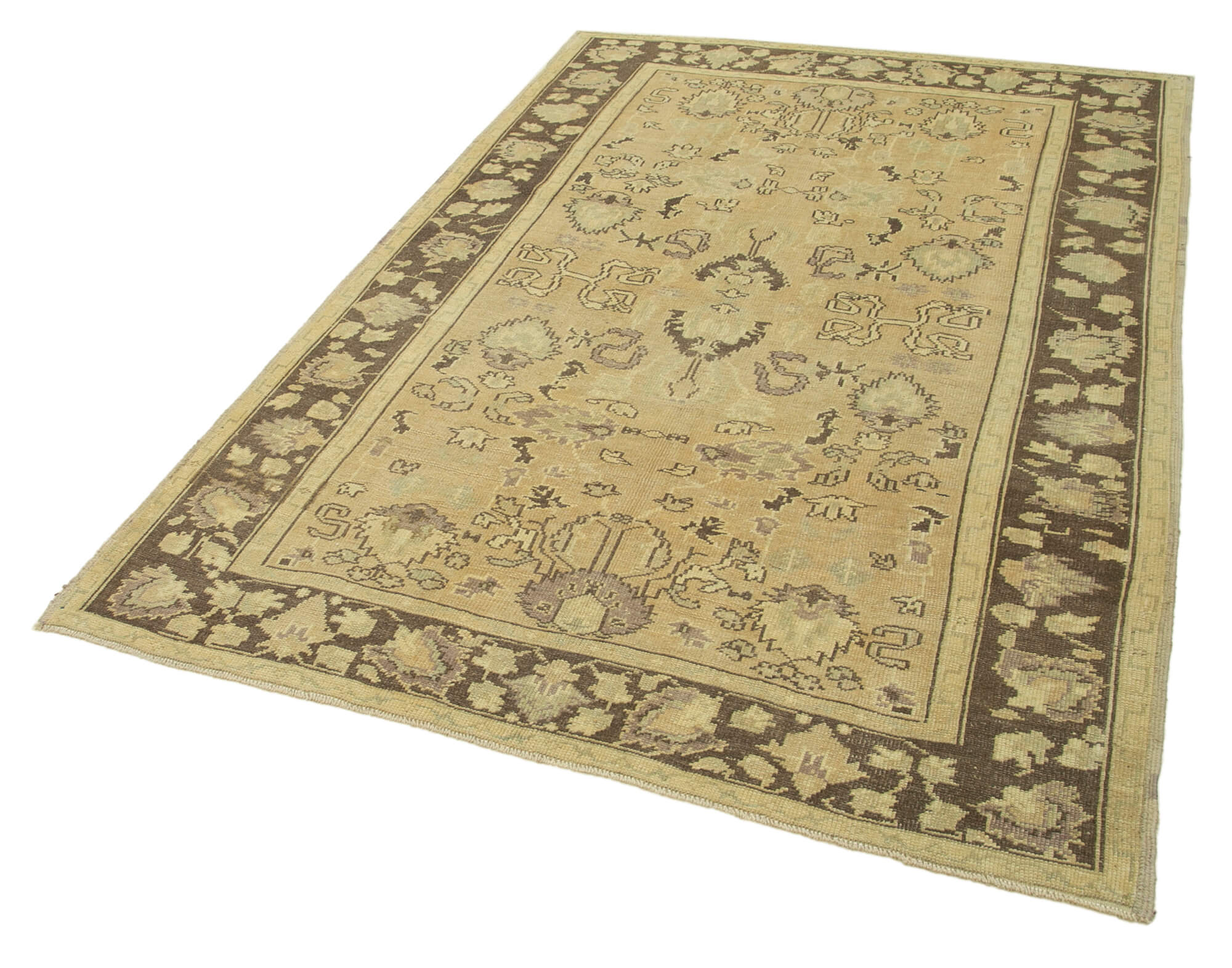 Handmade Wool Area Rug - Taspinar Beige Classic Wool Rug 4'11'' x 7'4'' Durable Cotton Backing