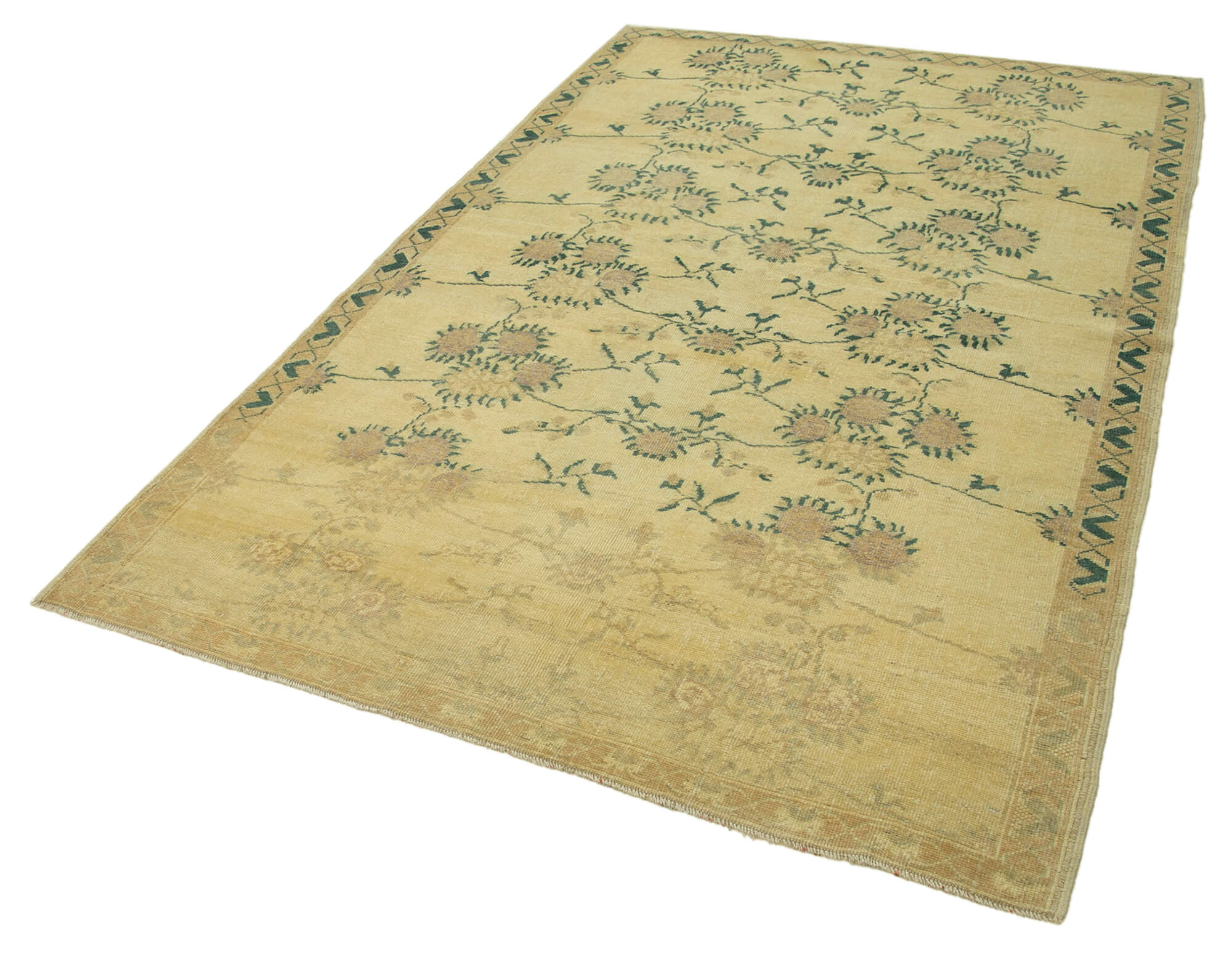 Handmade Wool Area Rug – Taspinar Classic Beige Vintage Turkish Rug 5'1''x8'4''