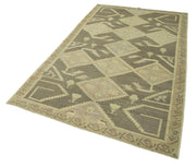 Handmade Wool Area Rug – Classic Beige Turkish Vintage Rug 4'9''x8'0'' by Agacan