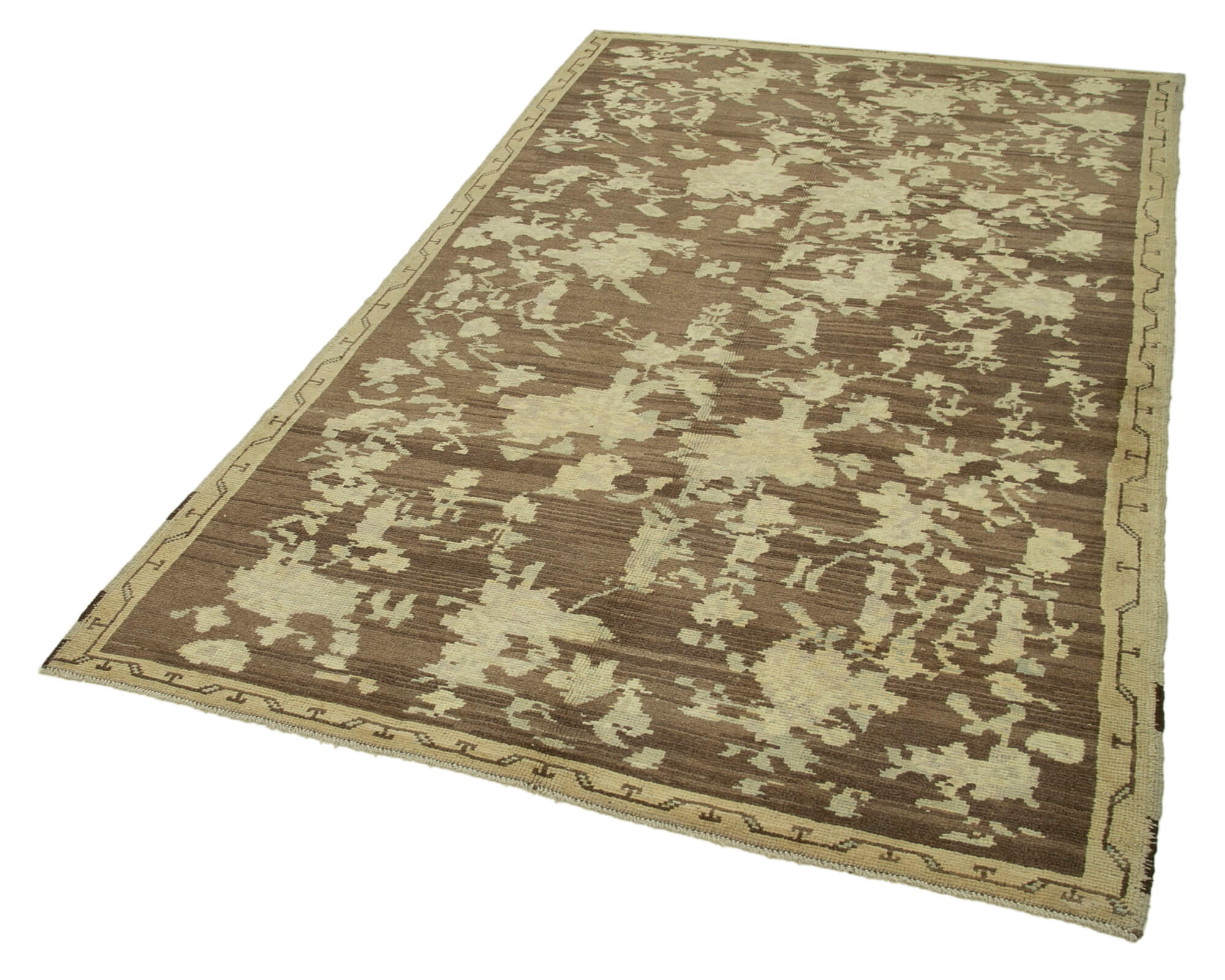 Handmade Wool Area Rug | Classic Beige Turkish Wool Rug 4'6'' x 7'8''