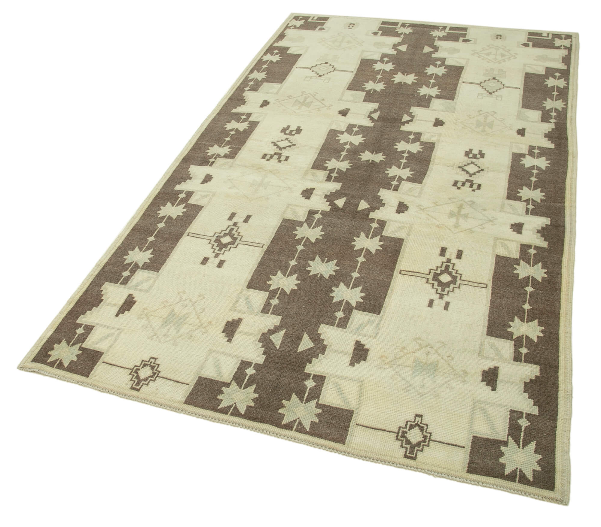 Handmade Wool Area Rug – Classic Beige Wool Rug With Cotton Backing 4'2''x7'5''