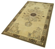 Handmade Wool Area Rug | Classic Wool Rug – Beige Turkish Vintage Carpet