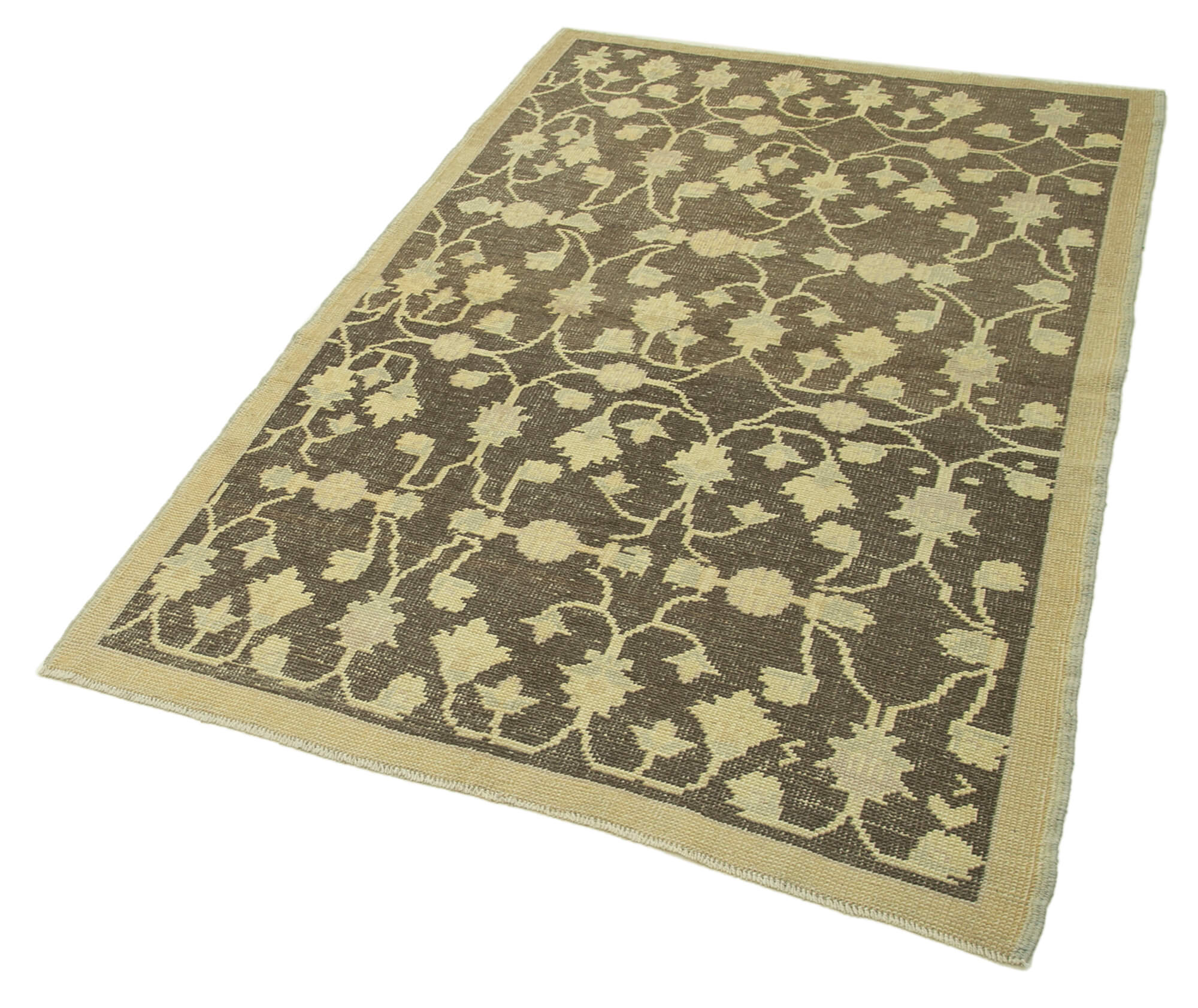 Handmade Wool Area Rug - Taspinar Beige Classic Style 3'11''x6'4'' Vintage Wool Rug