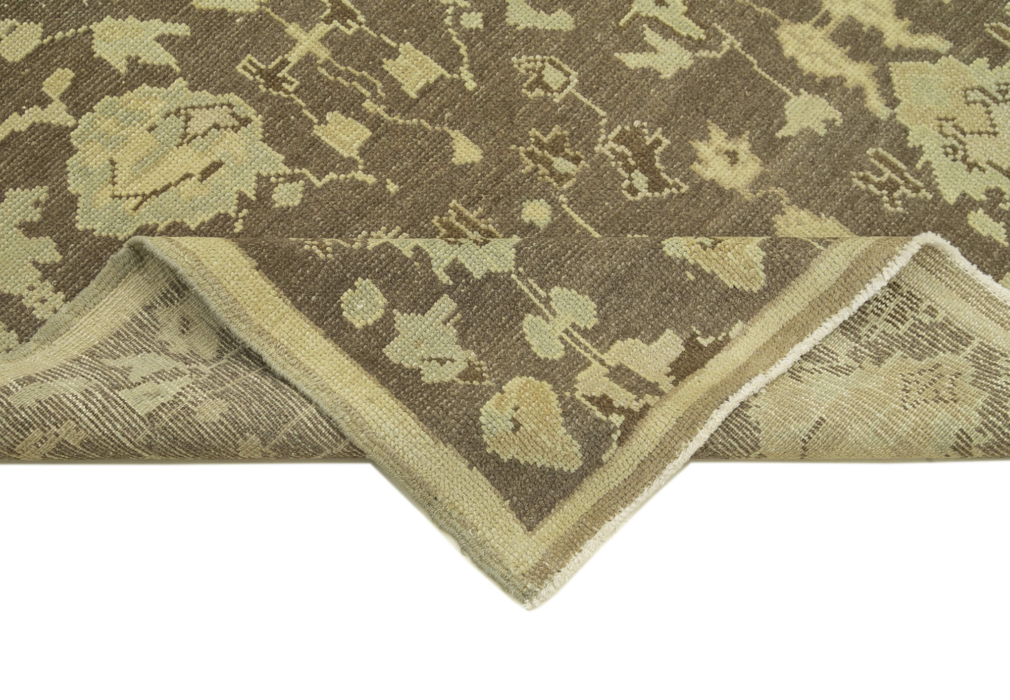 Handmade Wool Area Rug | Classic Beige Turkish Vintage Carpet 3'8''x7'7''