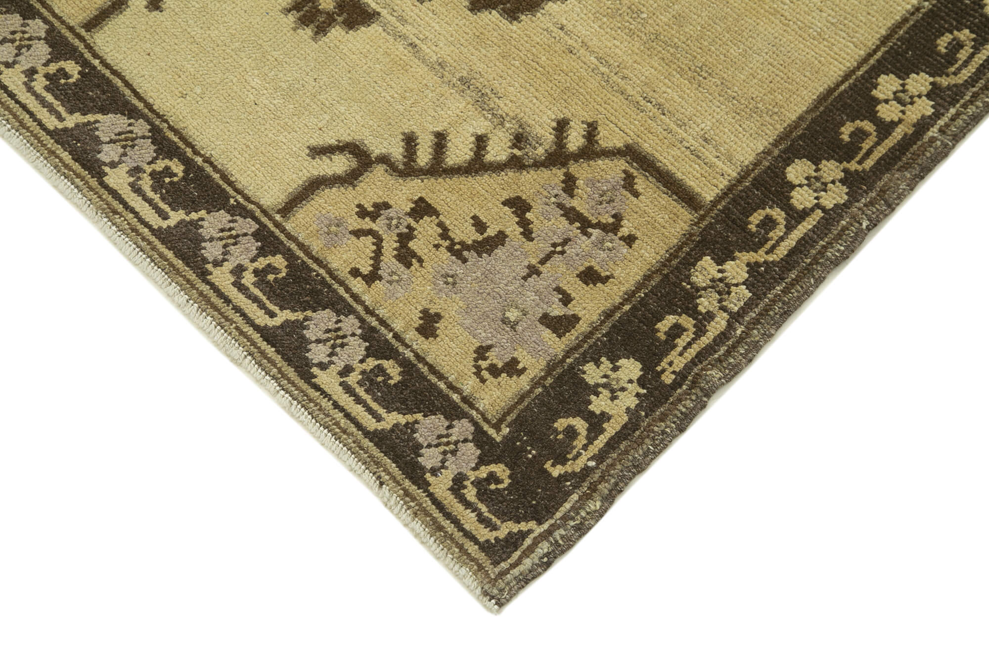 Handmade Wool Area Rug - Taspinar Classic Beige Turkish Wool Carpet 2'11''x6'0''