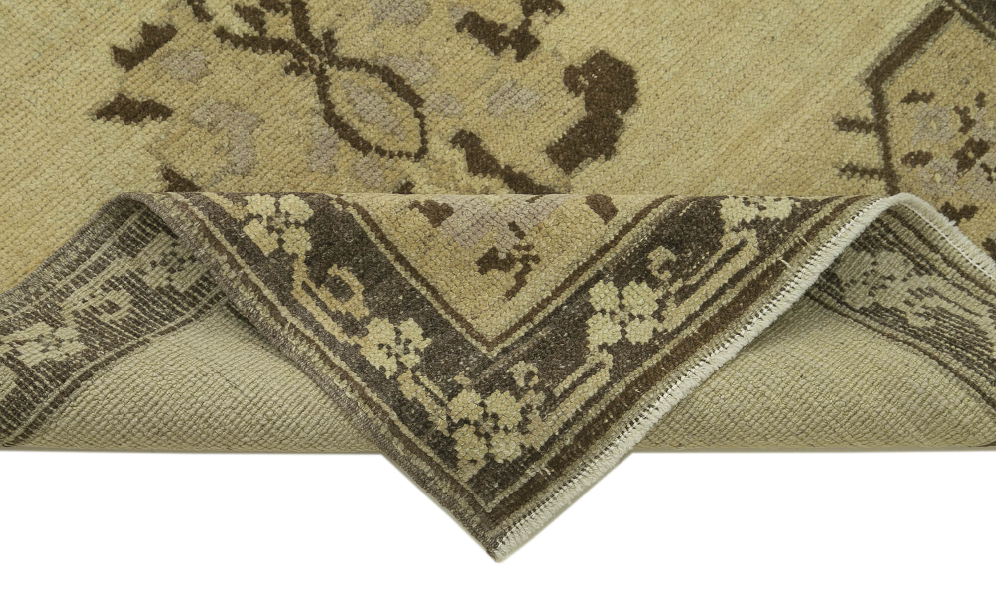 Handmade Wool Area Rug - Taspinar Classic Beige Turkish Wool Carpet 2'11''x6'0''